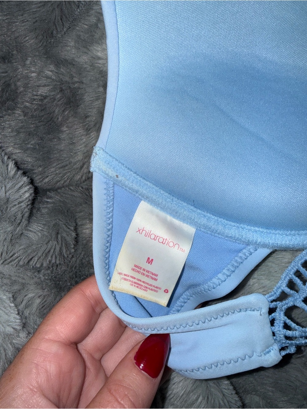 Light Blue Lace-Back Bikini Top - Picture 3 of 3